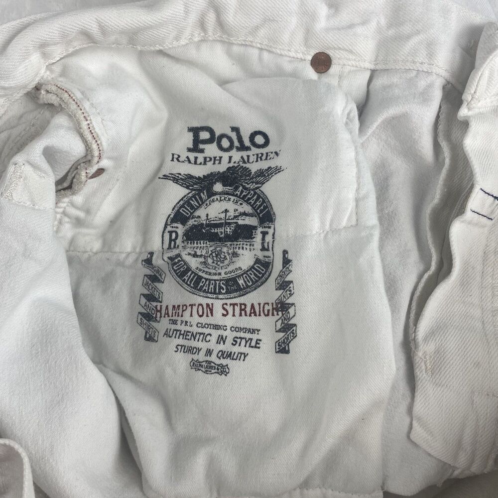 Polo Ralph Lauren Jeans 38x32 Mens White Straight Leg Pockets Casual - Picture 15 of 16